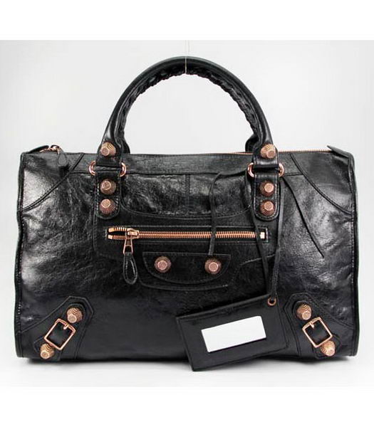 Custodia in pelle di Balenciaga Giant City Bag Black